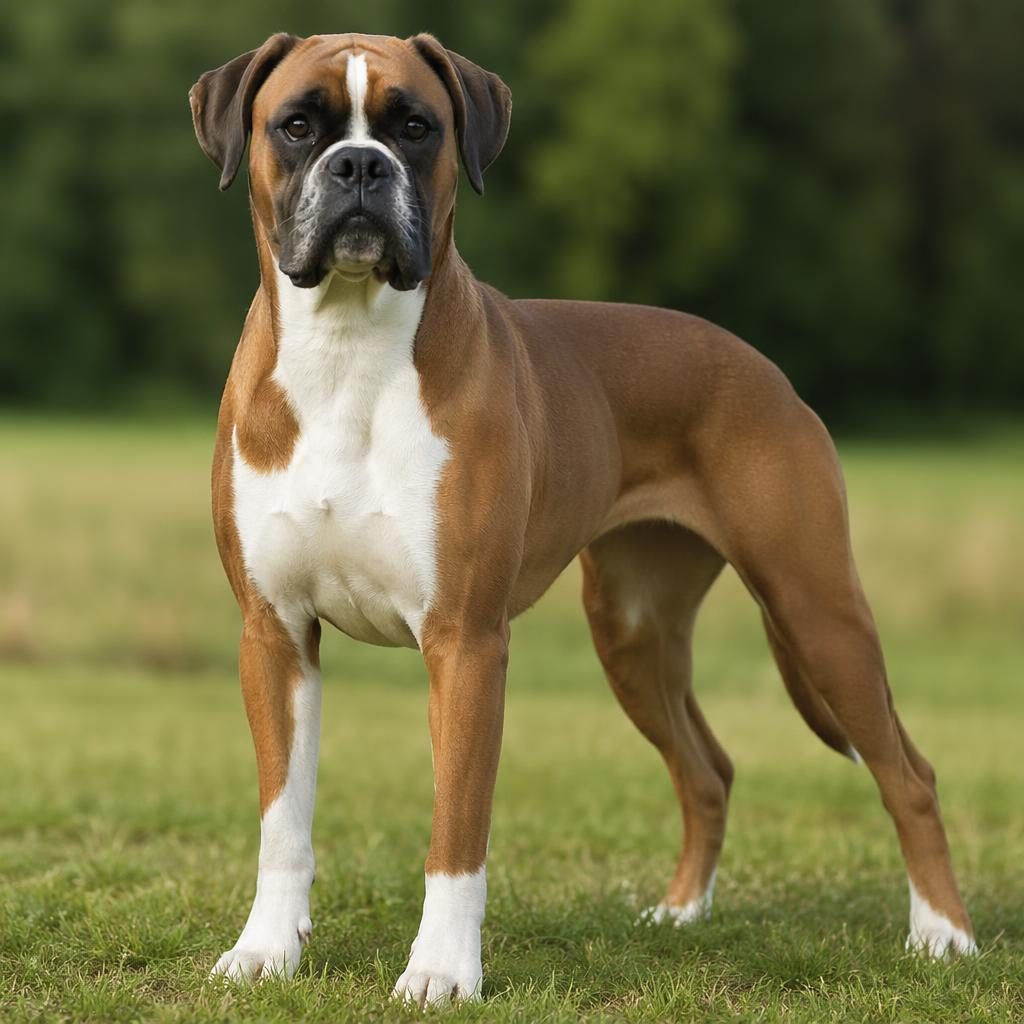 Ein einzelner, freundlicher junger Mischhund im Studio-Stil auf einer grünen Wiese mit weichem Licht und scharfem Fell.
