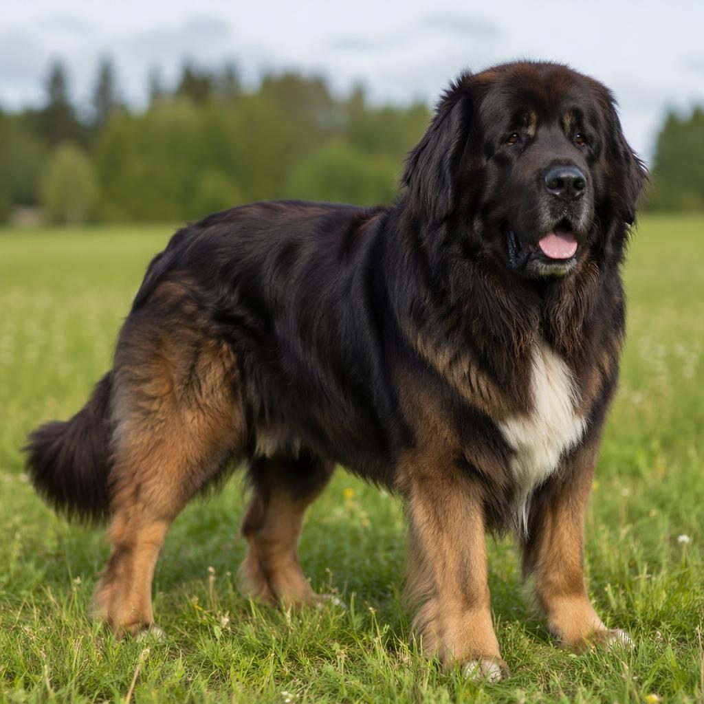 Ein einzelner senioriger bernese mountain spaniel auf einer Graswiese, freundlich entspannt, mit weichem Licht.