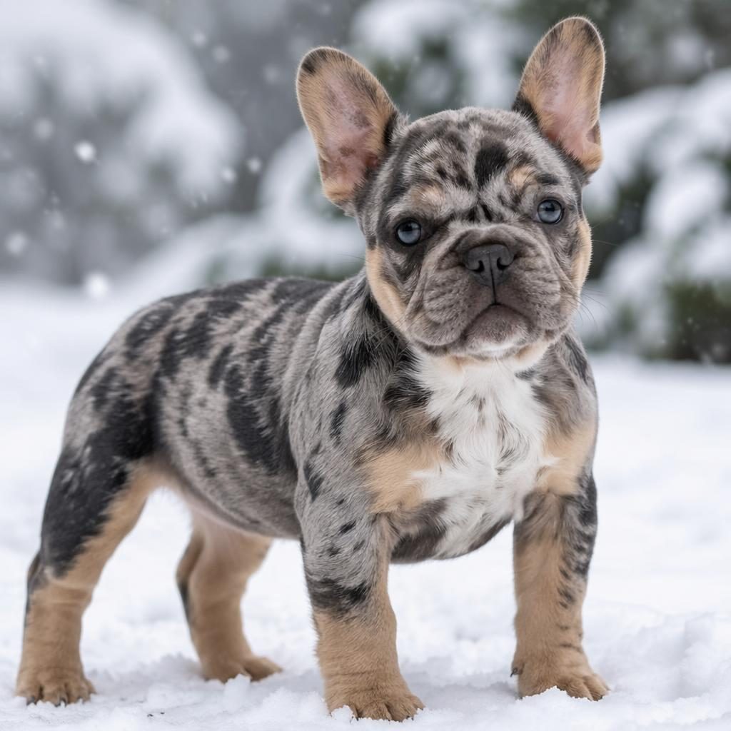 Photo-real illustration of a friendly mixed-breed puppy in a snowy landscape with soft light and detailed fur
