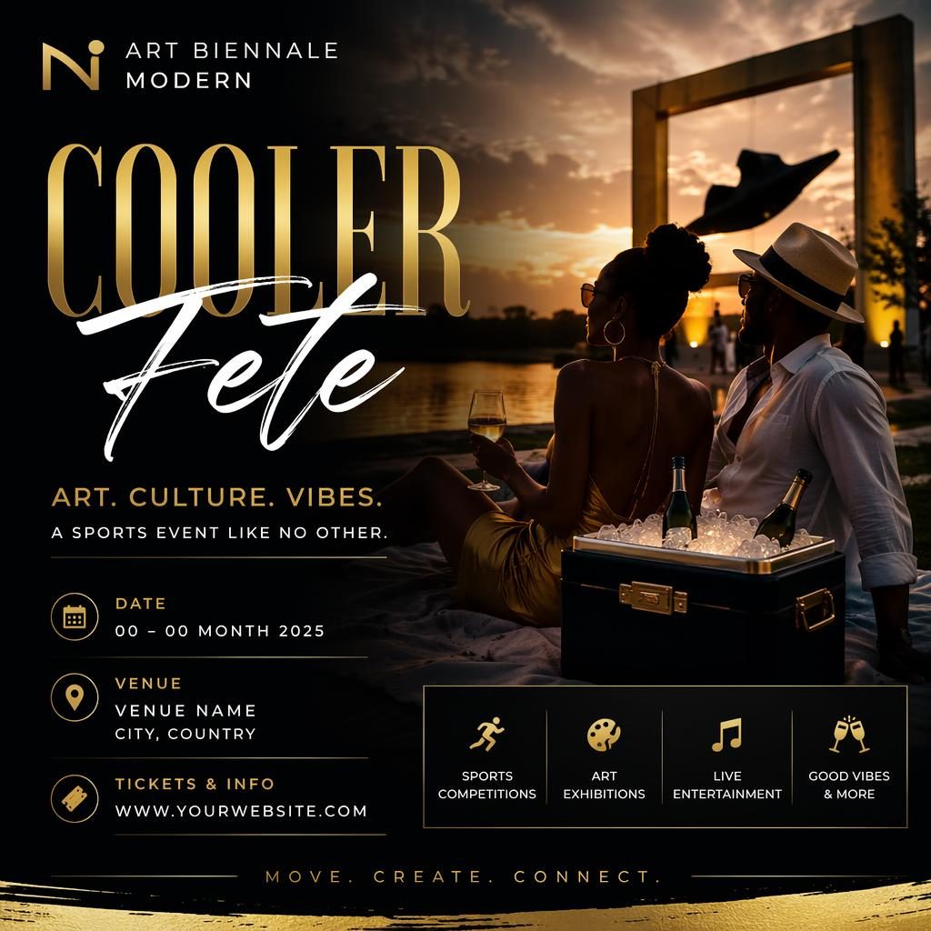 Photographic sports event poster with romantic dreamy overlay, black and gold palette, and clean English placeholder text.