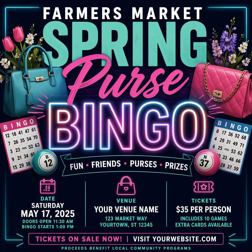 Bold spring event poster with clean placeholder text, neon cool palette, and formal typography-focused sports layout.