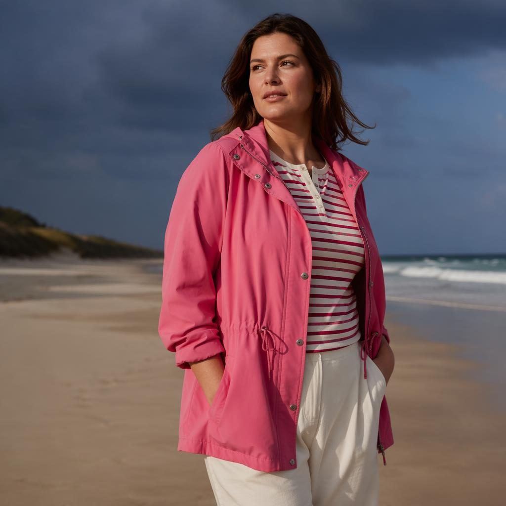 Model in haband clothes women's misses outfit on a beach, styled with a dark moody y2k revival fashion look.