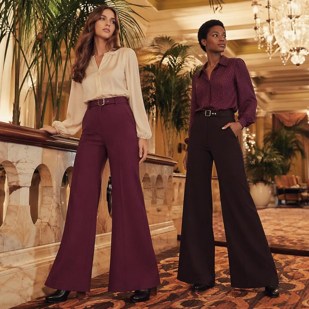 Model in a jcpenney tall catalog outfit posing in a vintage 70s luxury hotel lobby with soft dreamy light
