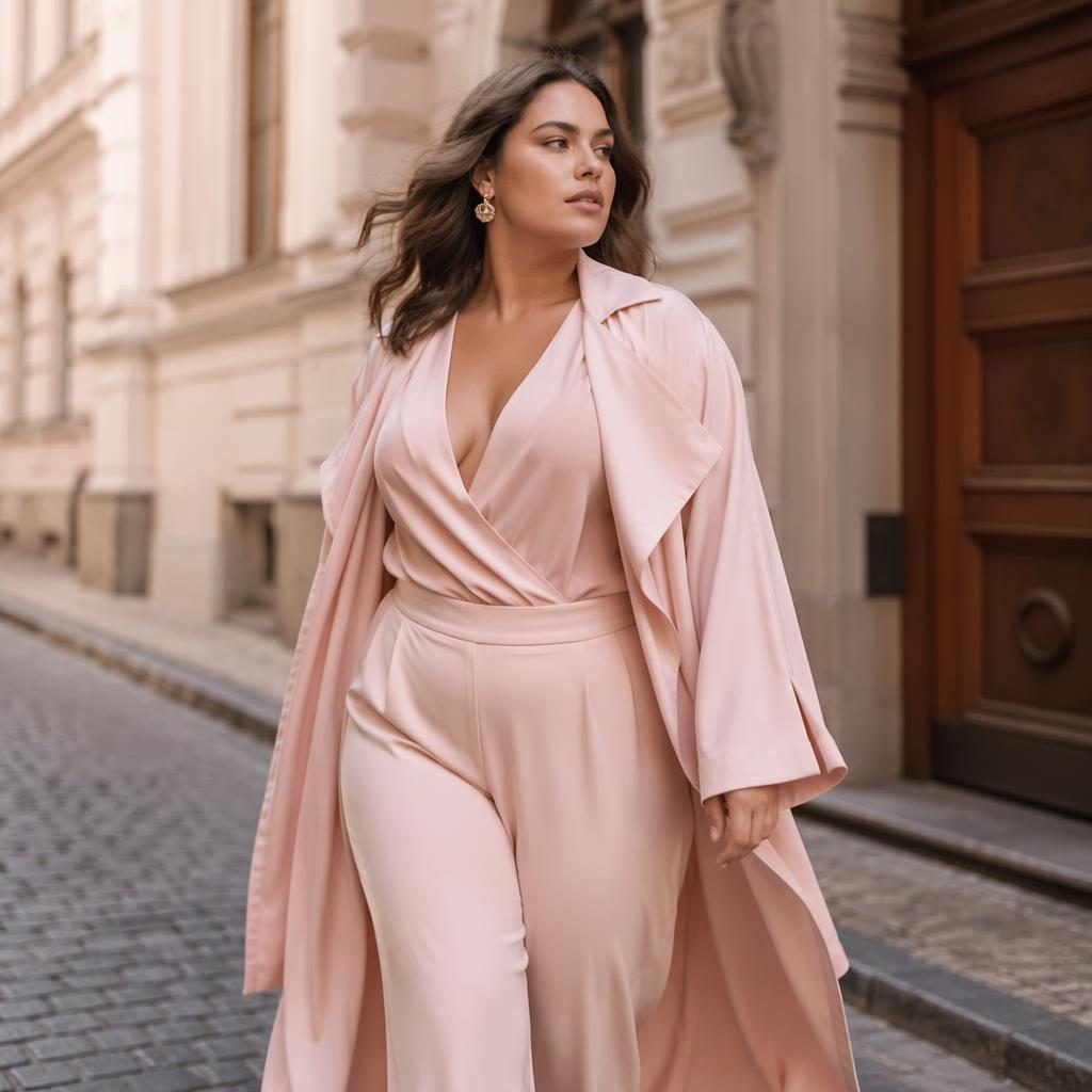 Editorial fashion model in a pastel high-fashion outfit posing naturally on an urban street with luxurious magazine lighting.