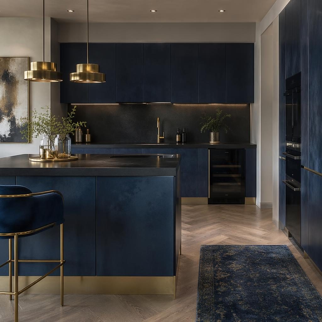 Industrial-Badezimmer aus Rohbeton mit modernem Interieur, natürlichen Materialien, Pflanzen und weichem Licht