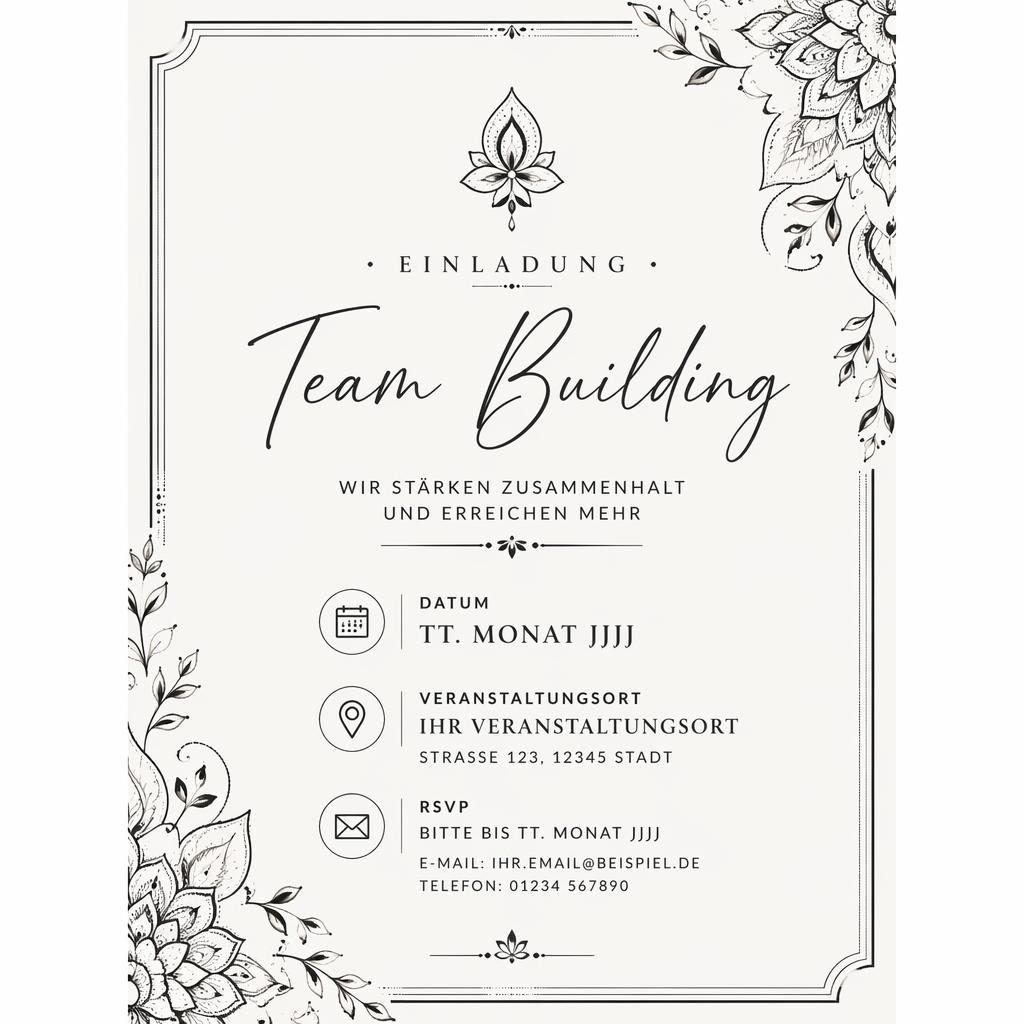 A5 Event-Einladungskarte im modernen monochromen Minimalstil mit eleganter Typografie für Name, Datum, Ort und RSVP