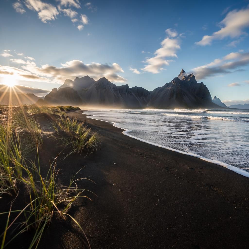 Aurore boréale verte au-dessus d’un glacier en Islande, ciel clair, lumière naturelle, paysage net et photoréaliste.