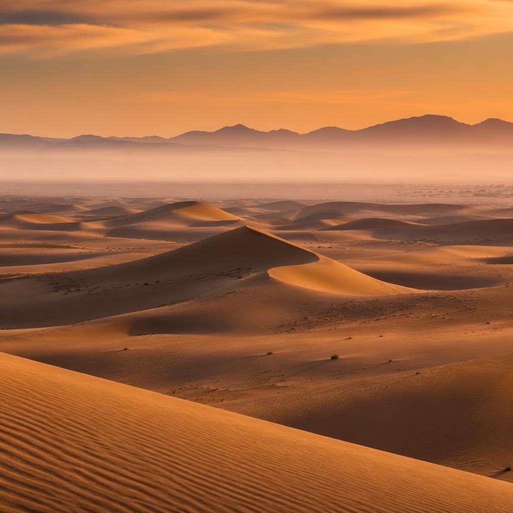 Foggy morning over Bolivian salt flats with mirror-like water, soft sand dunes, and warm dramatic light