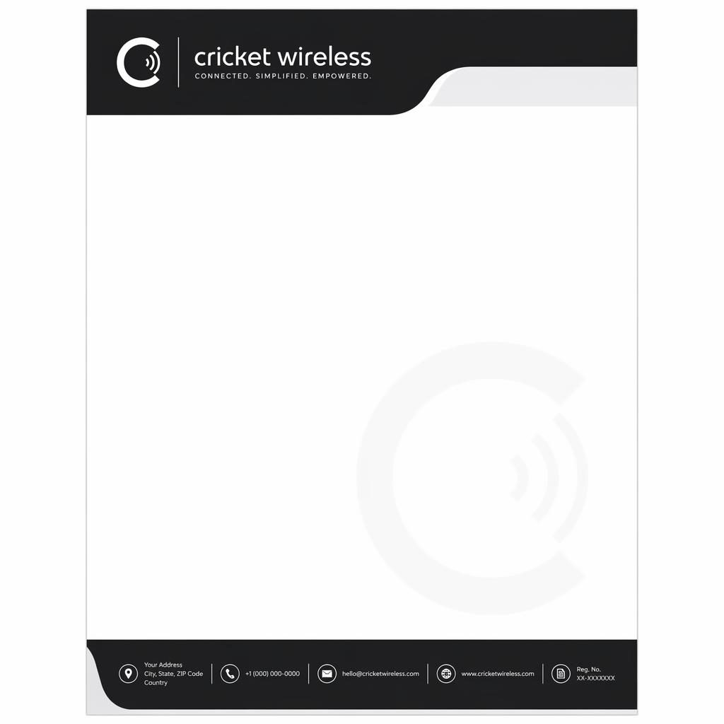 A4 portrait letterhead template with monochrome Bauhaus header band, footer strip, subtle logo watermark, and wide body area.