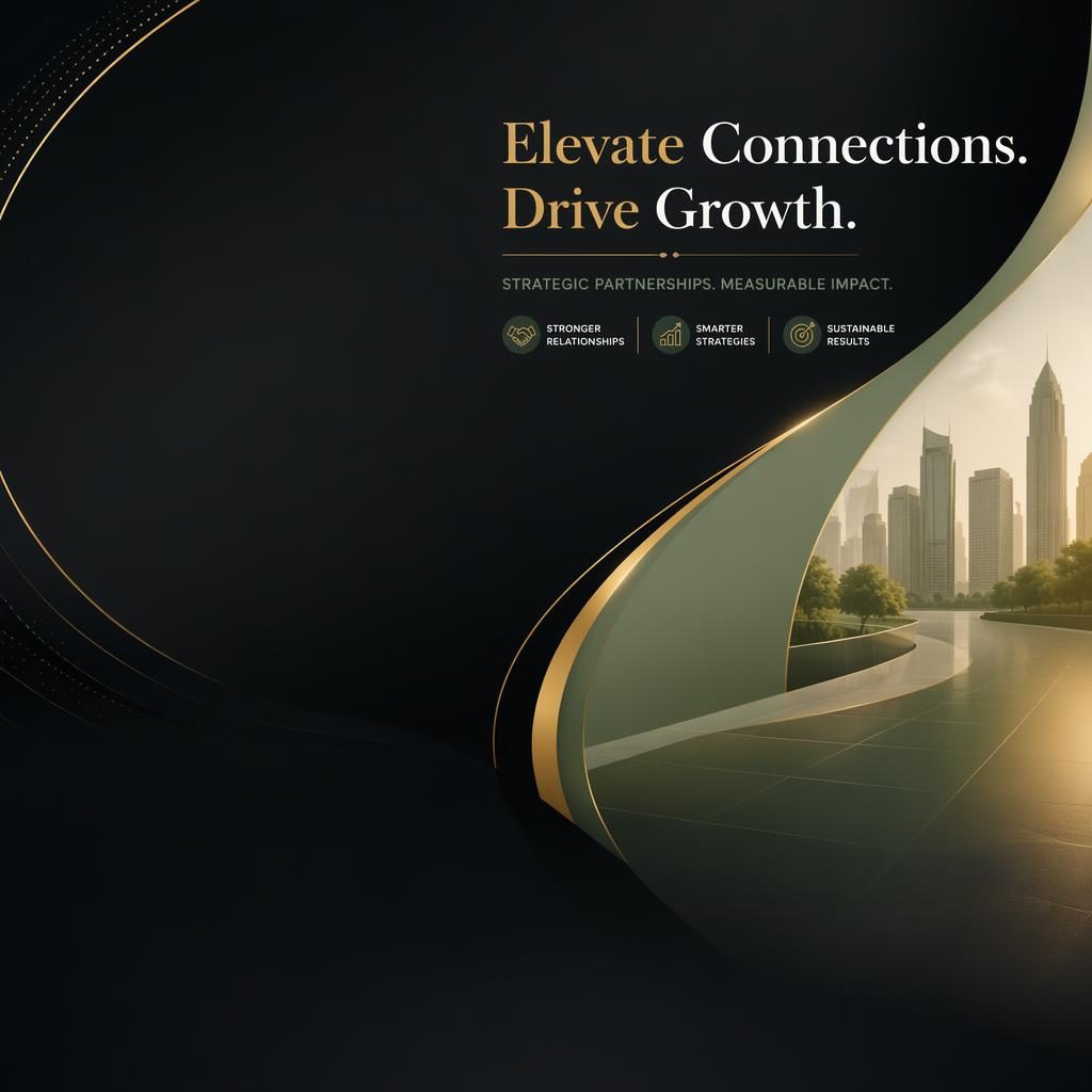 LinkedIn header banner in black, gold, sage, and cream with clean placeholder typography in the safe zone and open left side.