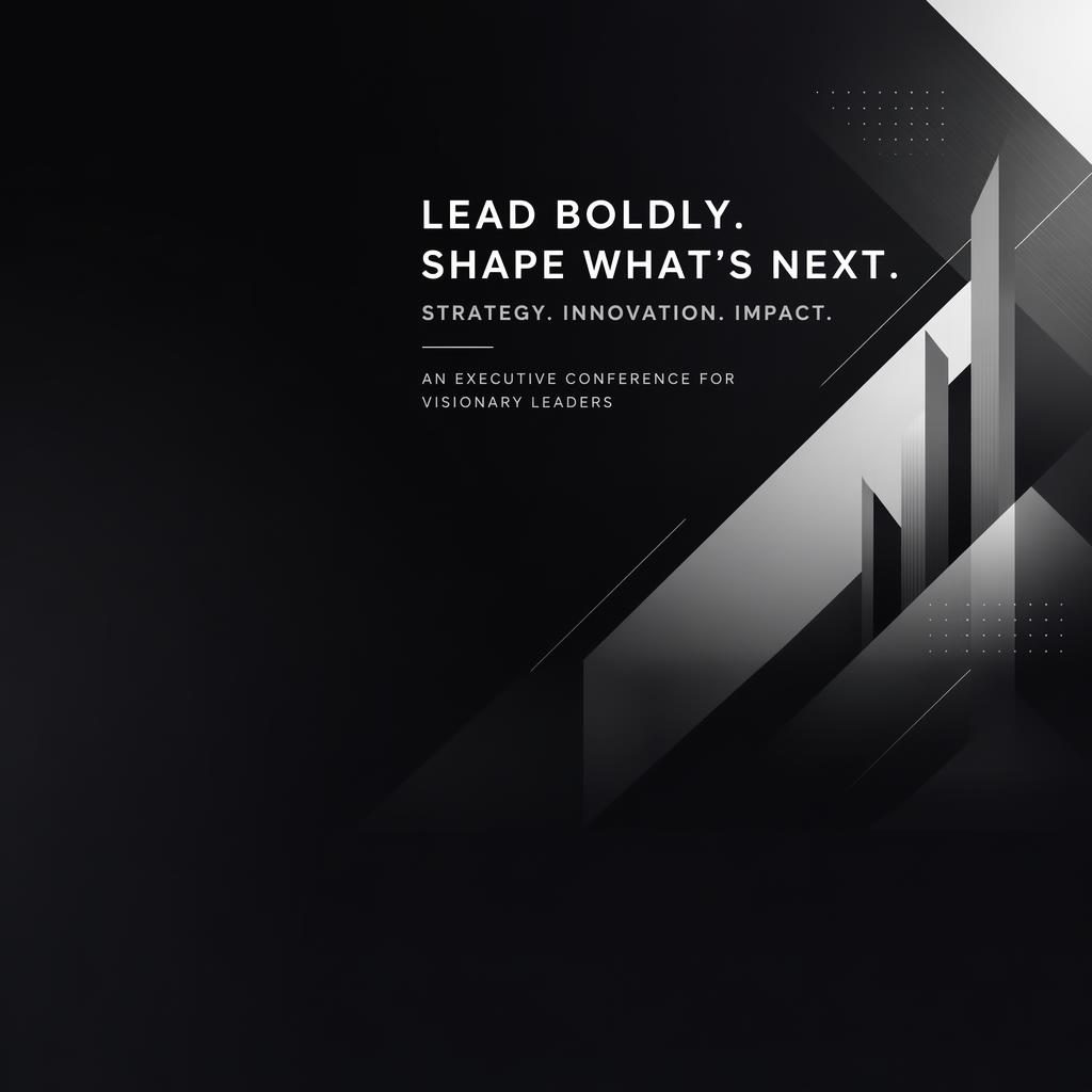 Minimal monochrome LinkedIn cover banner with abstract geometric shapes, clean placeholder tagline, and left safe area.