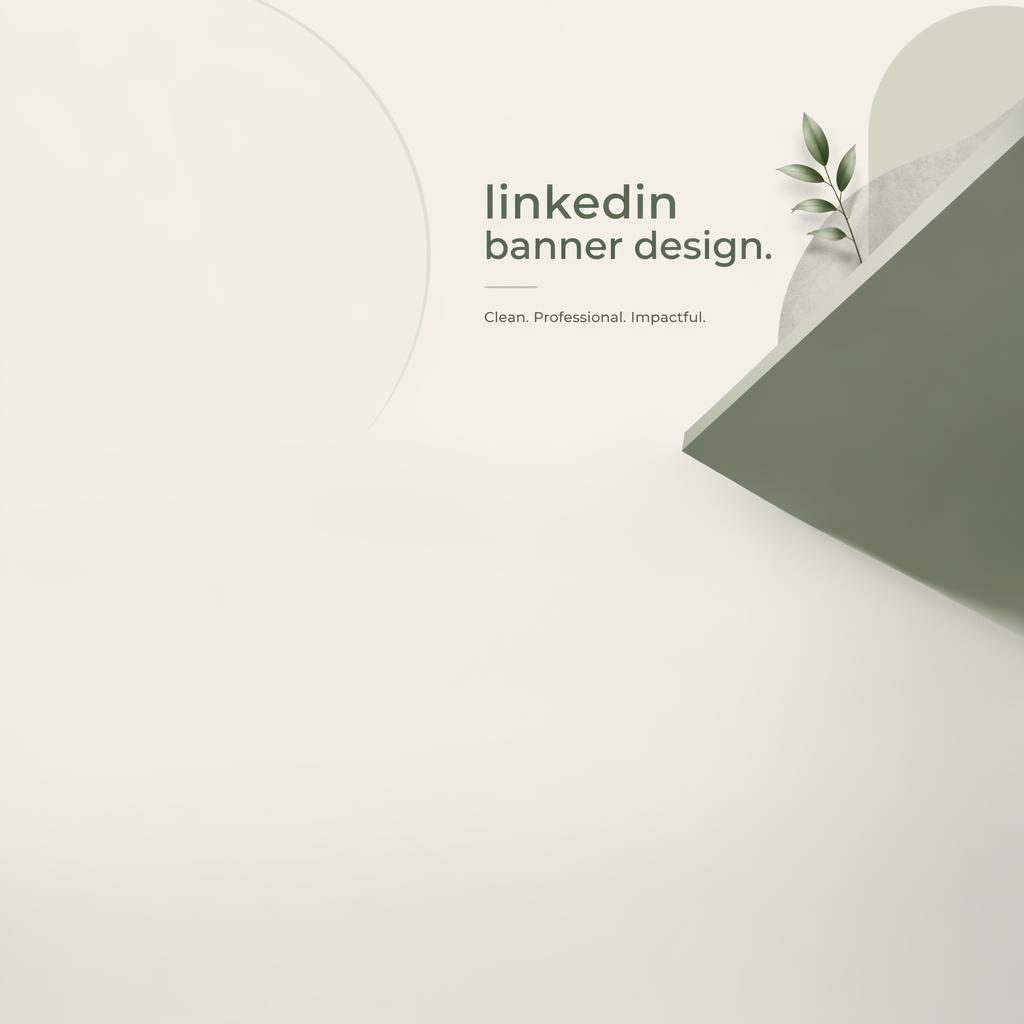 Minimalistisches LinkedIn-Cover in Salbei und Creme mit Platzhalter-Typografie rechts und freier Fläche links fürs Profilbild