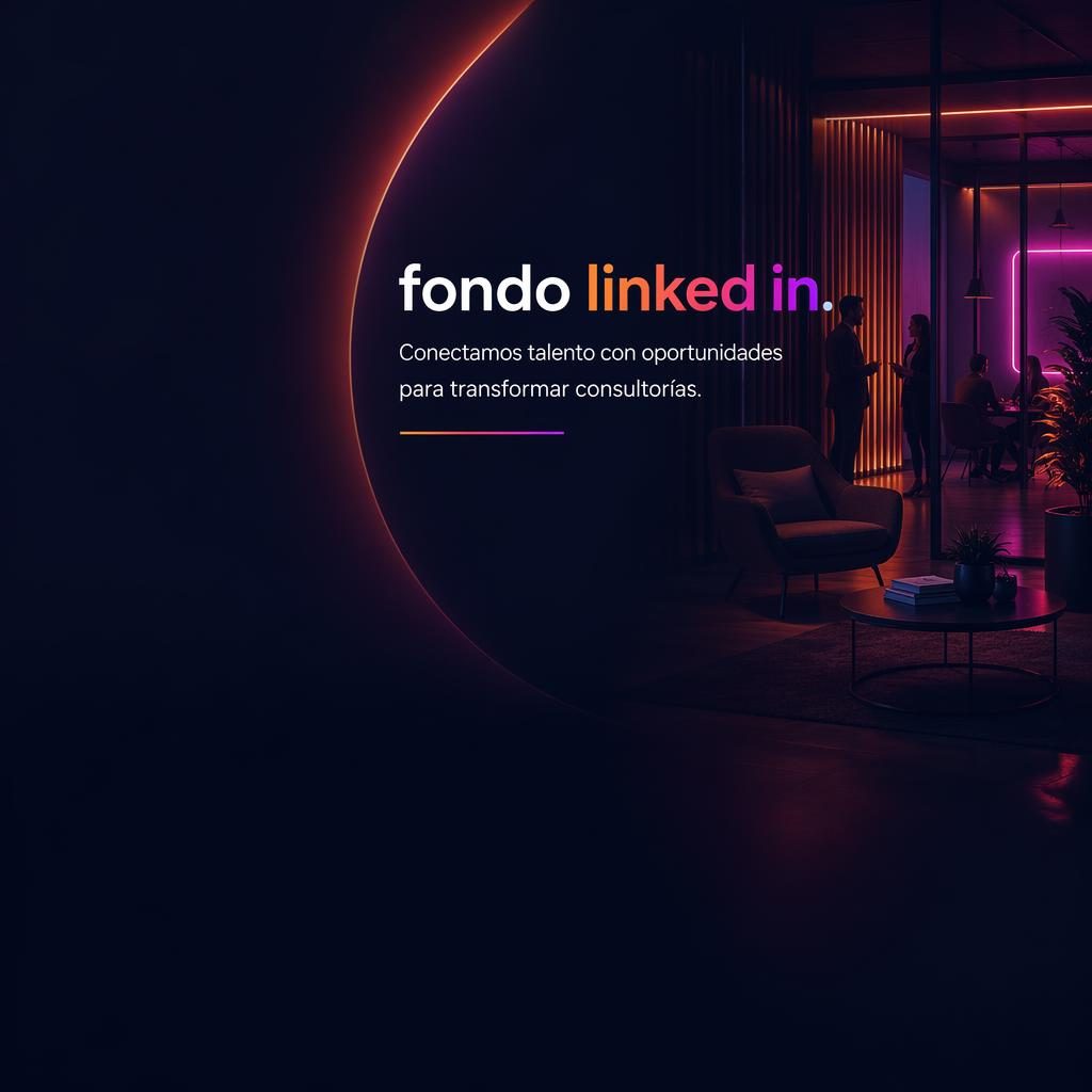 Banner de LinkedIn en modo oscuro con paleta neón cálida, tipografía de marcador y espacio libre a la izquierda.