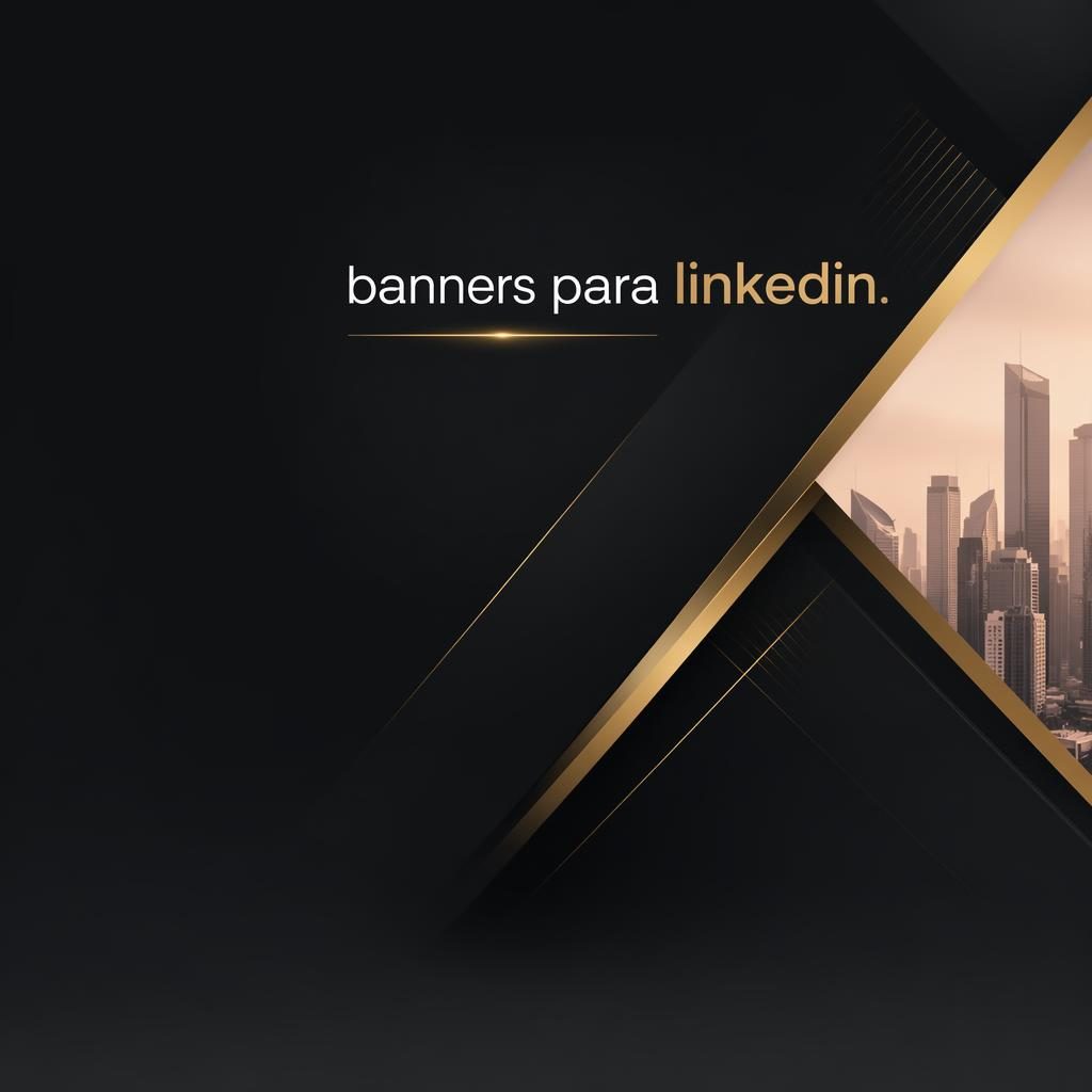 Banner de LinkedIn corporativo en negro y dorado con tonos pastel, tipografía de marcador centrada y zona izquierda libre.