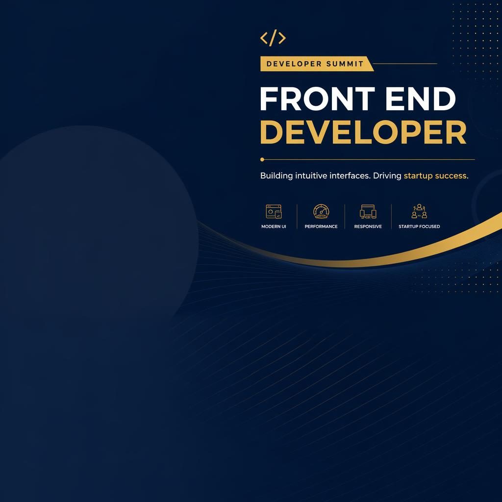 Minimal corporate LinkedIn cover banner in navy and gold with clean placeholder tagline, event-style layout, and left safe space for profile photo.