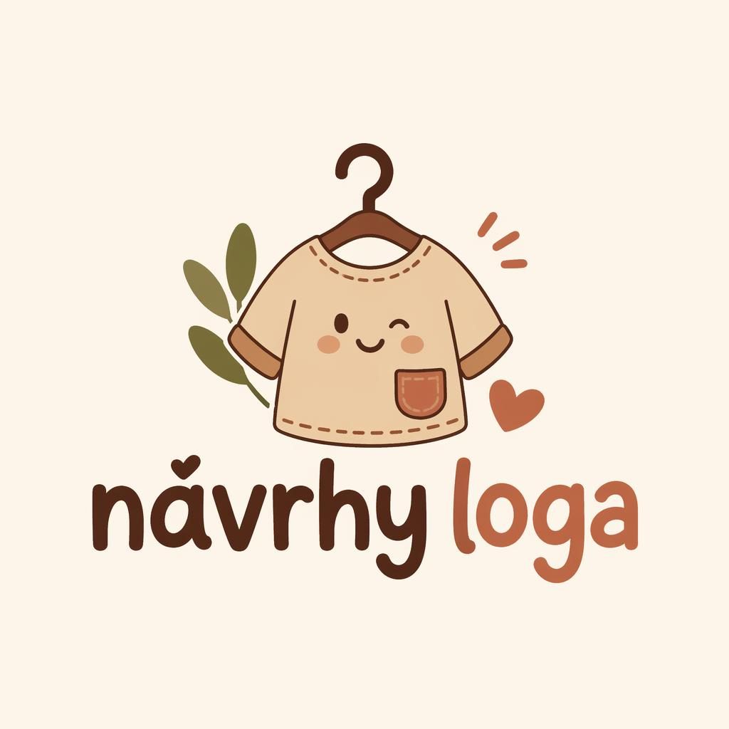 Hravý wordmark s ikonou pro módní značku v teplých zemitých tónech na neutrálním pozadí.