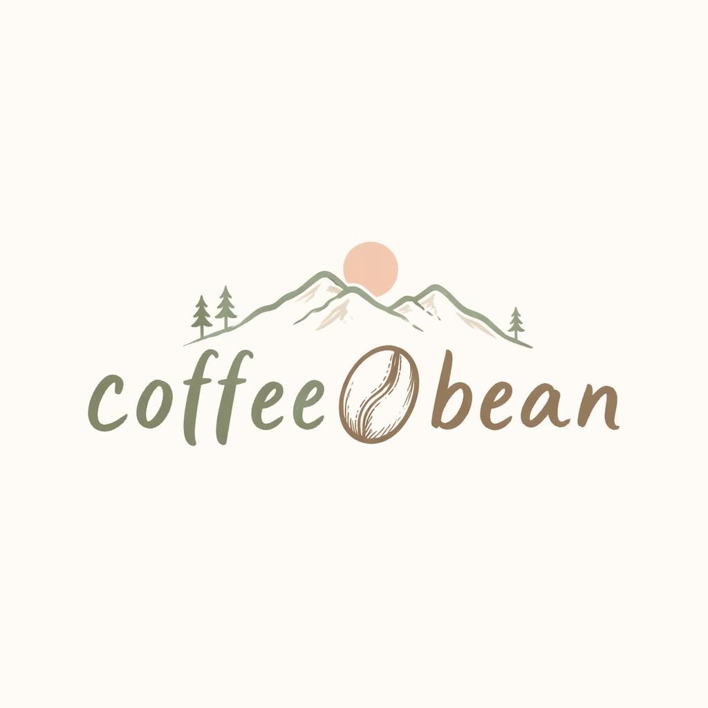 Hand-drawn organic wordmark logo concept for an outdoor coffee brand in a soft pastel palette on a neutral background.