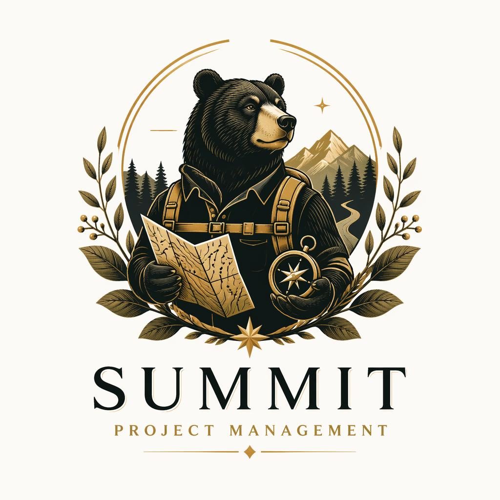 Centered botanical mascot logo concept in black and gold with brand name typography on a neutral background.