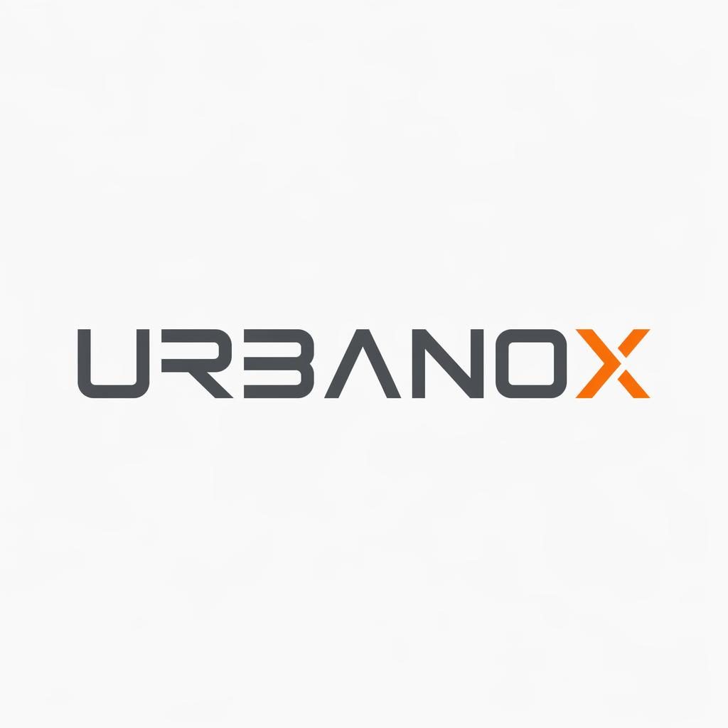 Minimalistický wordmark pro módní značku v industriální šedé a oranžové na neutrálním pozadí, čistě centrovaný.