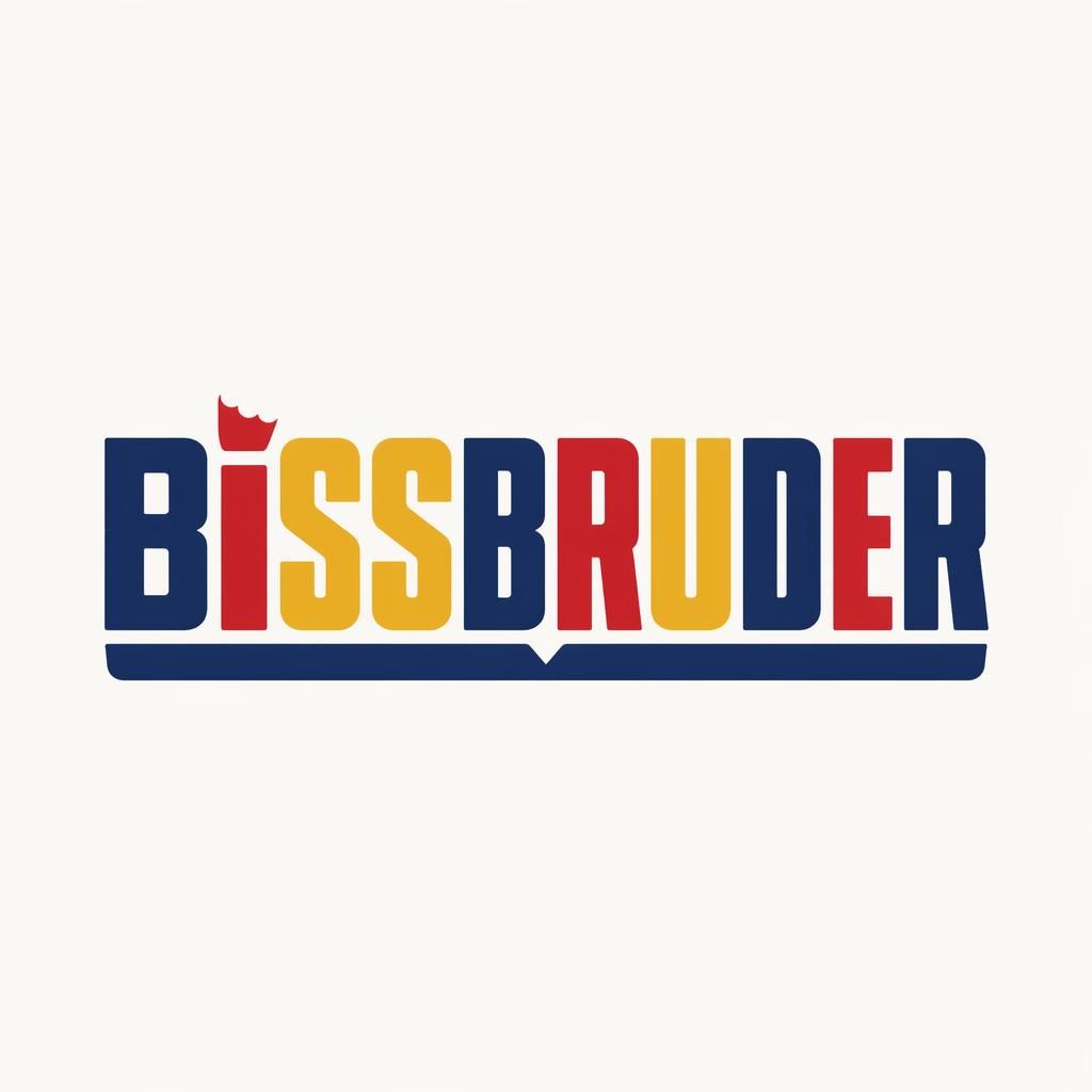 Zentriertes Wordmark-Logo für Food-Restaurant im industrial-bold Stil mit verspielter Primärfarbpalette auf neutralem Hintergrund.