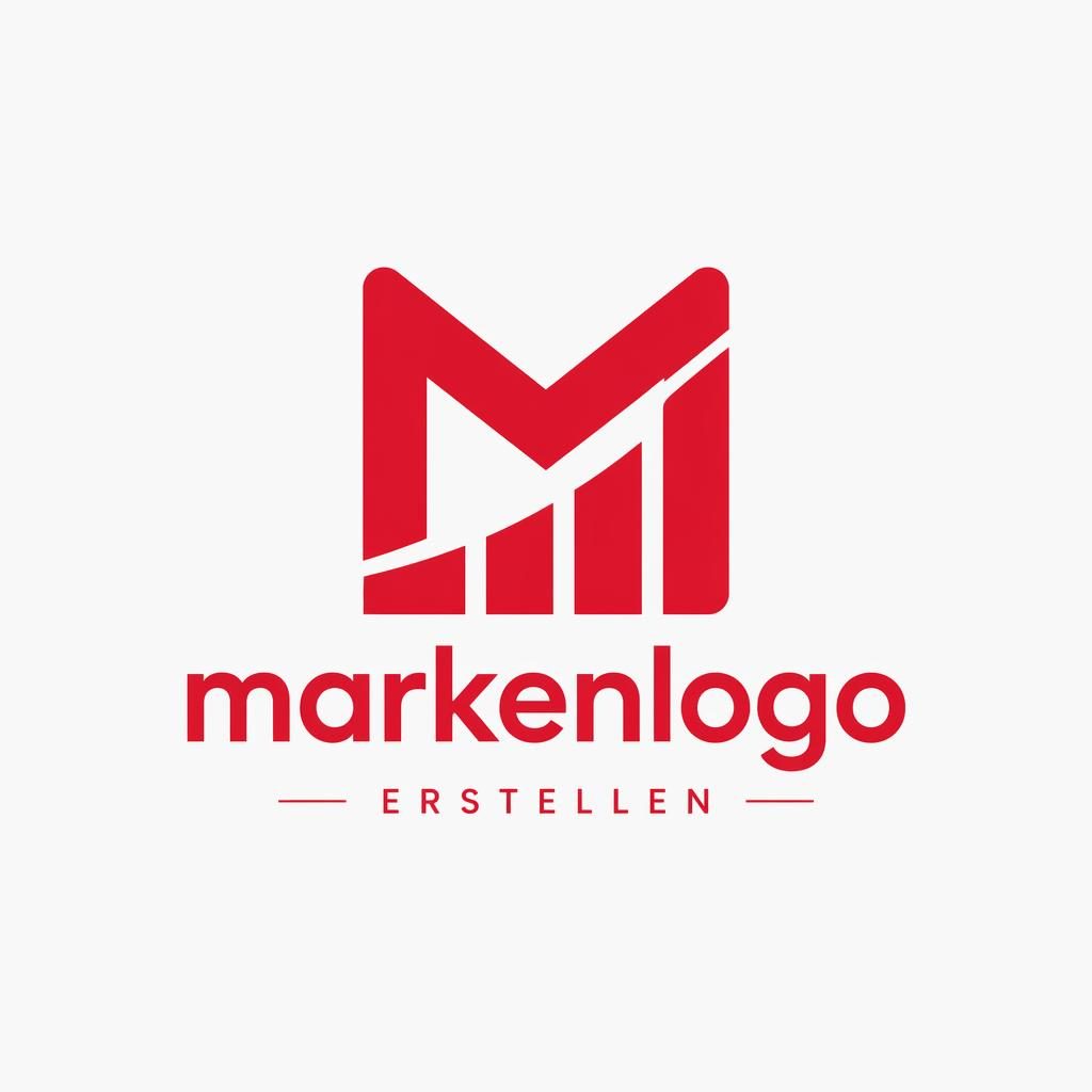 Geometrisches Fintech-Logo als Wortmarke mit Icon in Rot und Weiß, zentriert auf neutralem Hintergrund.