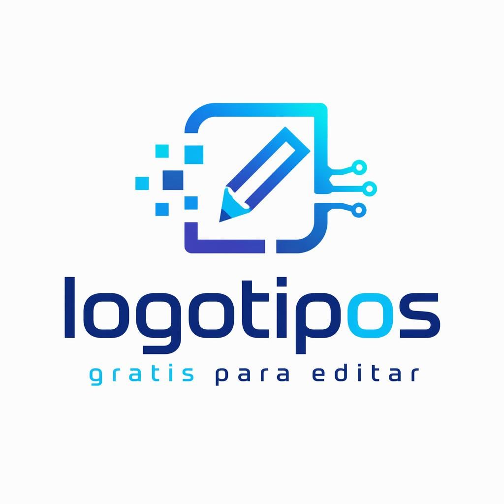 Logo centrado con isotipo y wordmark futurista en azul y cian sobre fondo neutro, estilo vectorial limpio.