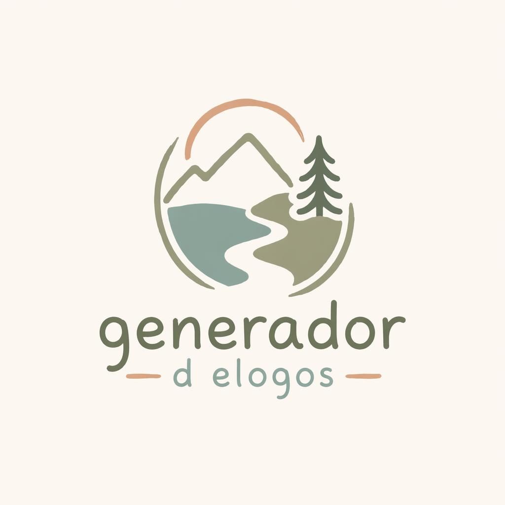Logo abstracto dibujado a mano para generador d elogos, con paleta pastel suave sobre fondo neutro centrado.