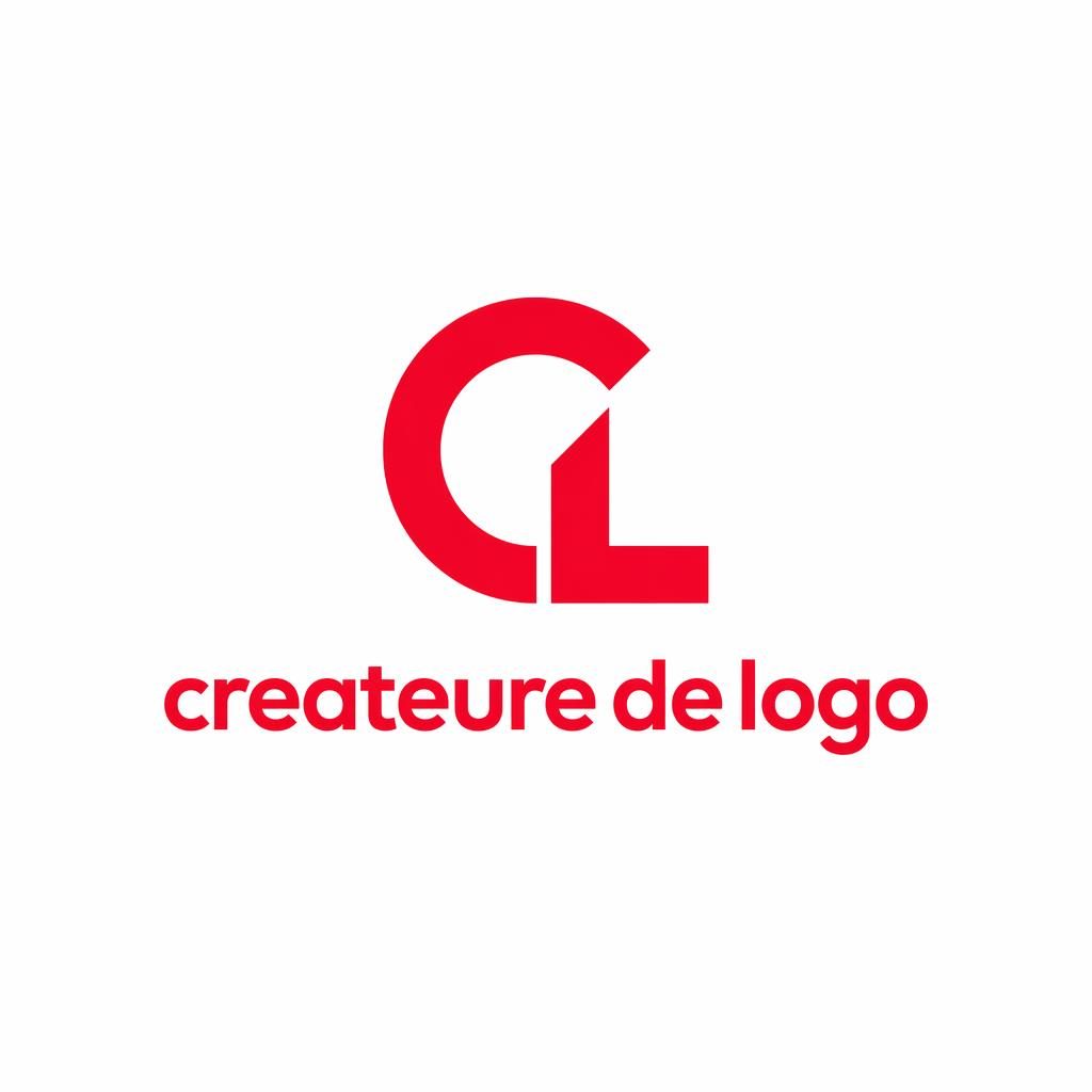 Concept de logo lettermark géométrique rouge et blanc, composition centrée sur fond neutre, style vectoriel épuré