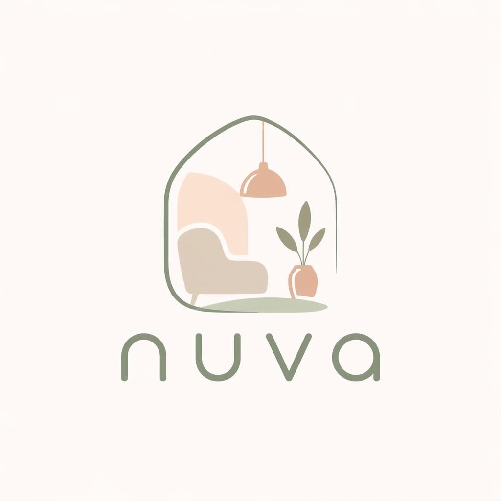 Abstract hand-drawn symbol with brand name typography in a soft pastel palette, centered on a neutral square background.
