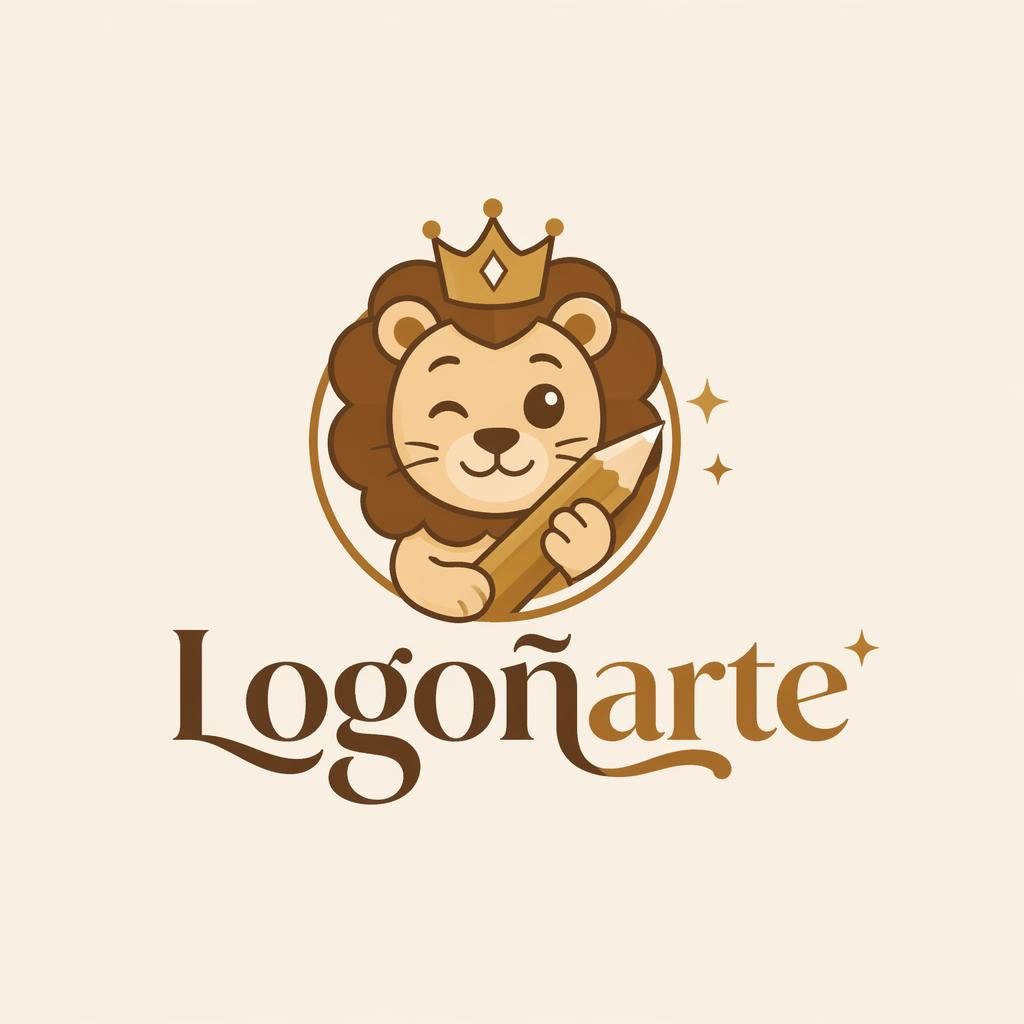 Concepto de logo cuadrado con wordmark e icono, estilo cartoon elegante en tonos tierra cálidos sobre fondo neutro.