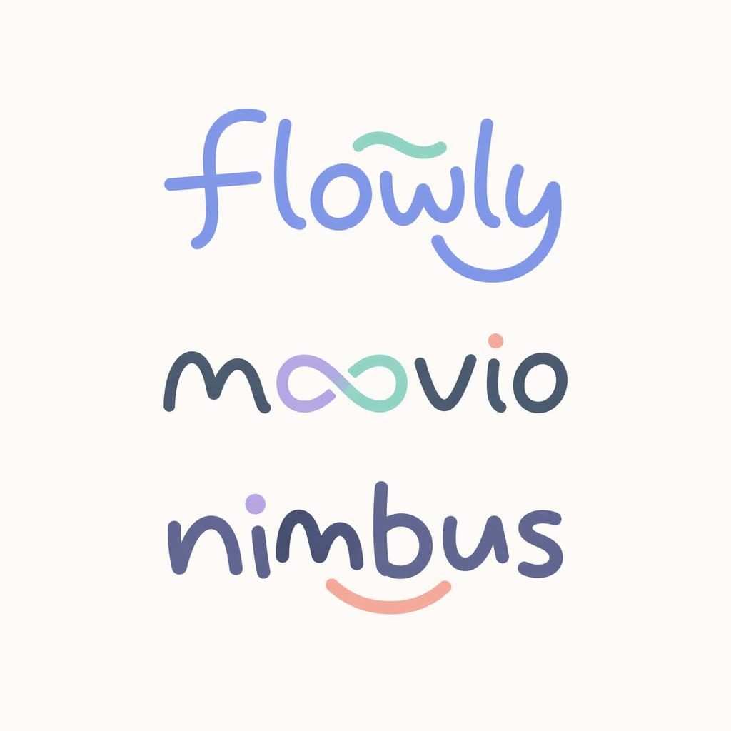 Centered hand-drawn pastel wordmark logo concept on a neutral background with a clean vector style for a tech SaaS brand.