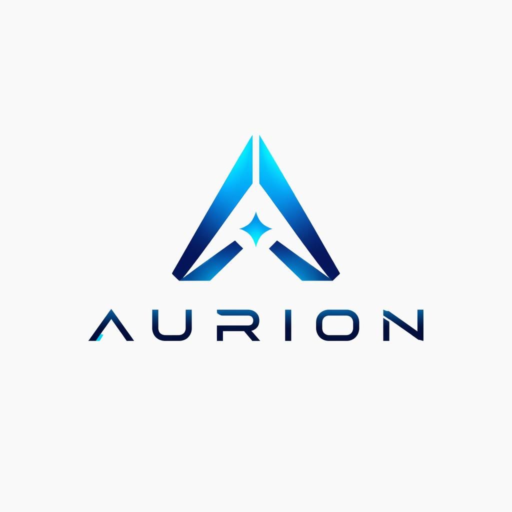 Centered luxury brand logo concept with blue and cyan wordmark plus icon on a neutral background, clean vector style.