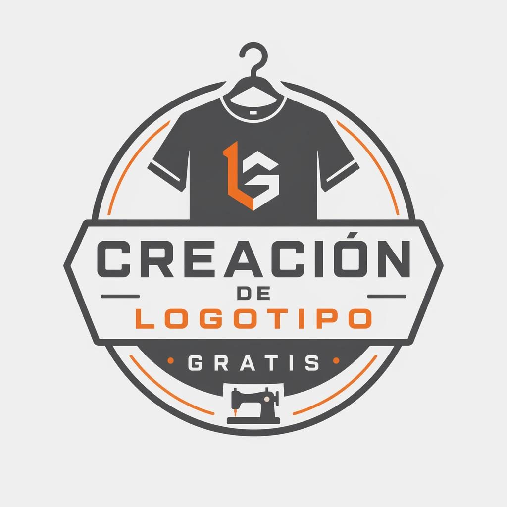Emblema minimalista para marca de moda en gris industrial y naranja, centrado sobre fondo neutro con tipografía moderna.