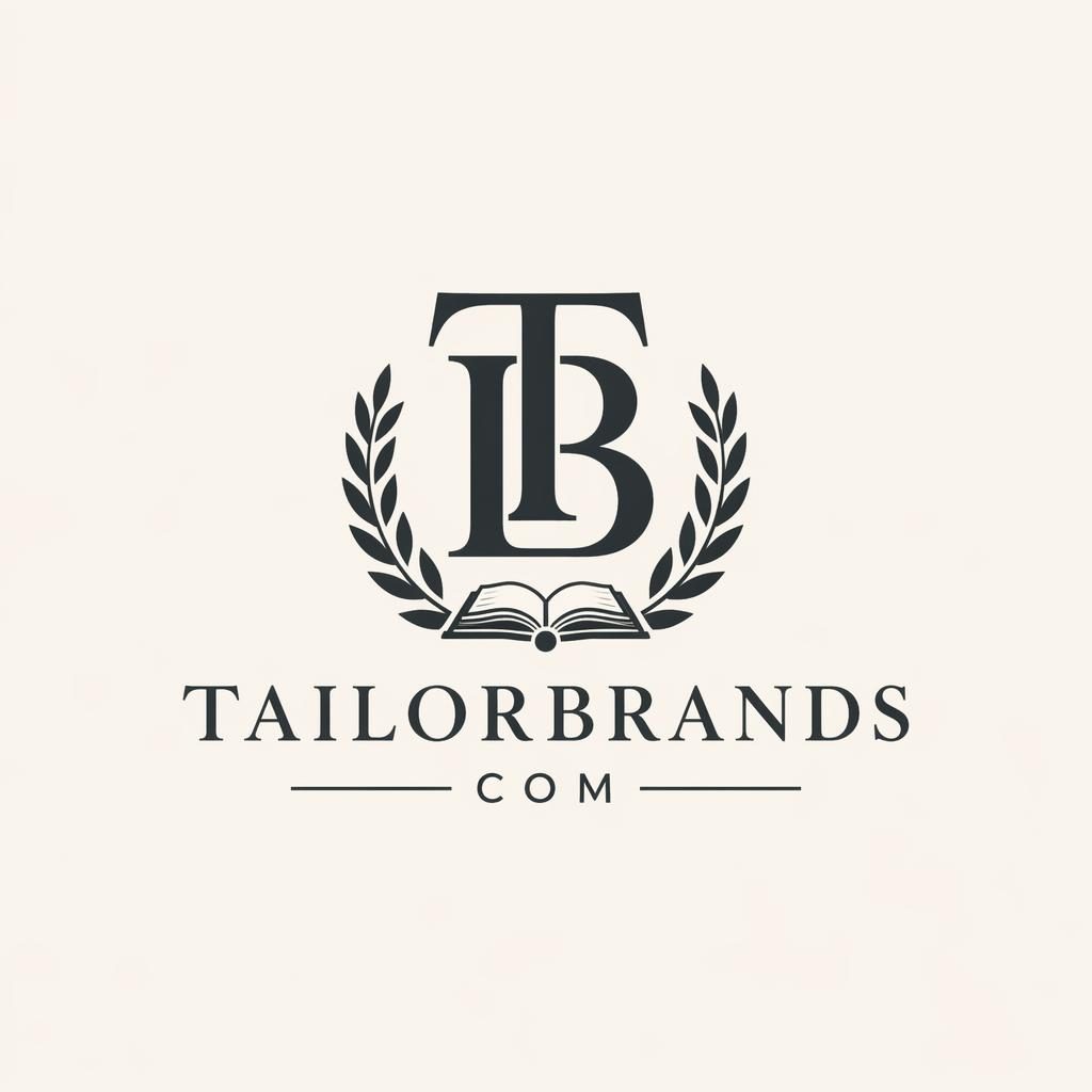 Centered vintage retro lettermark logo concept for tailorbrands com in elegant monochrome on a neutral background.