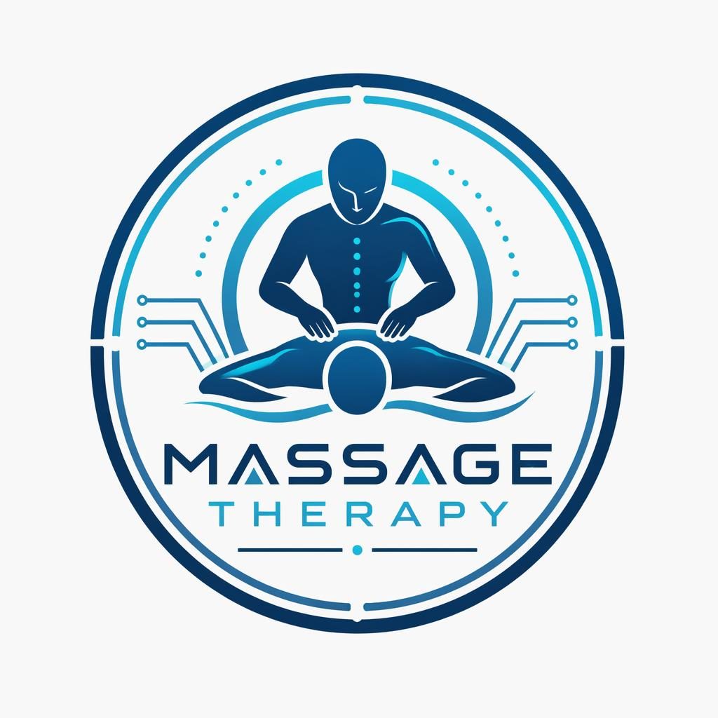 Centered futuristic blue and cyan emblem logo concept with matching brand text on a neutral background