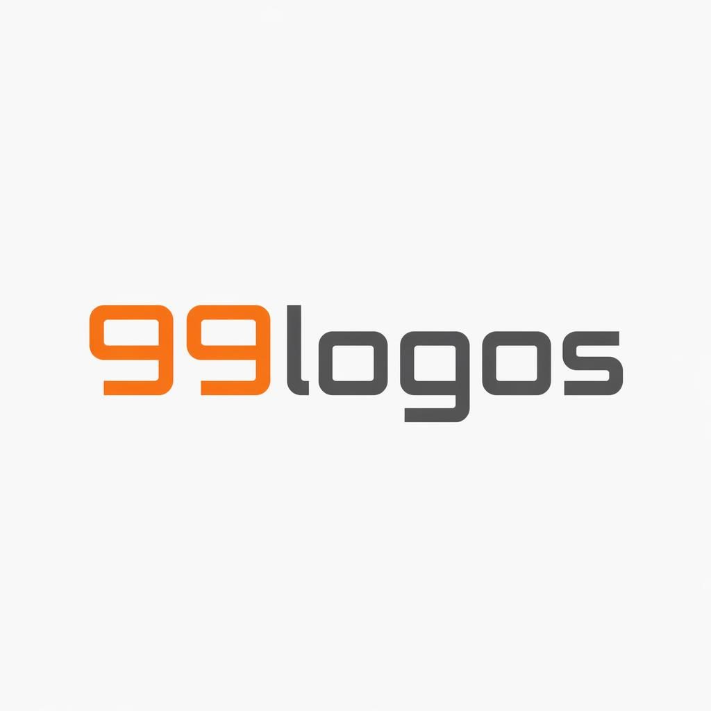 Centered 99logos wordmark logo in modern minimalist gray and orange typography on a neutral square background.