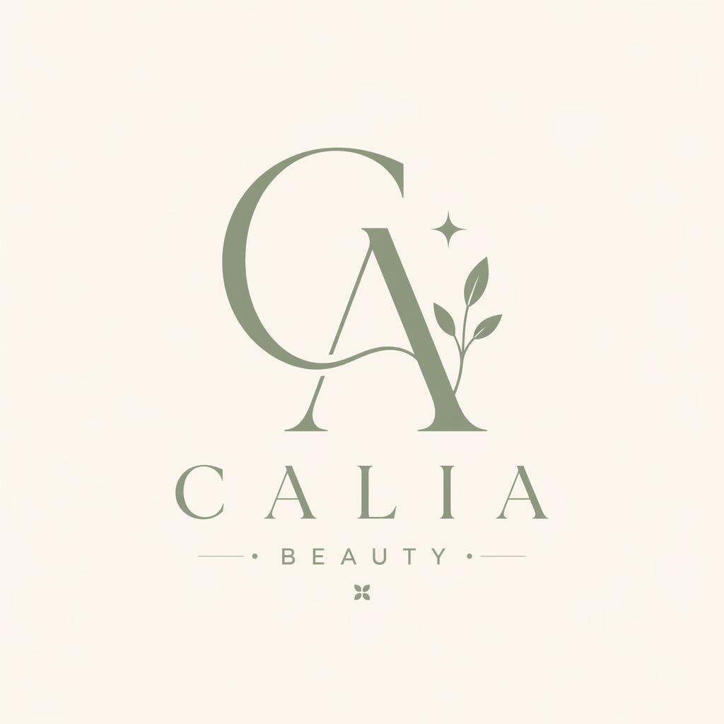 Elegant serif lettermark logo concept in sage and cream on a neutral background, centered with a clean vector style.