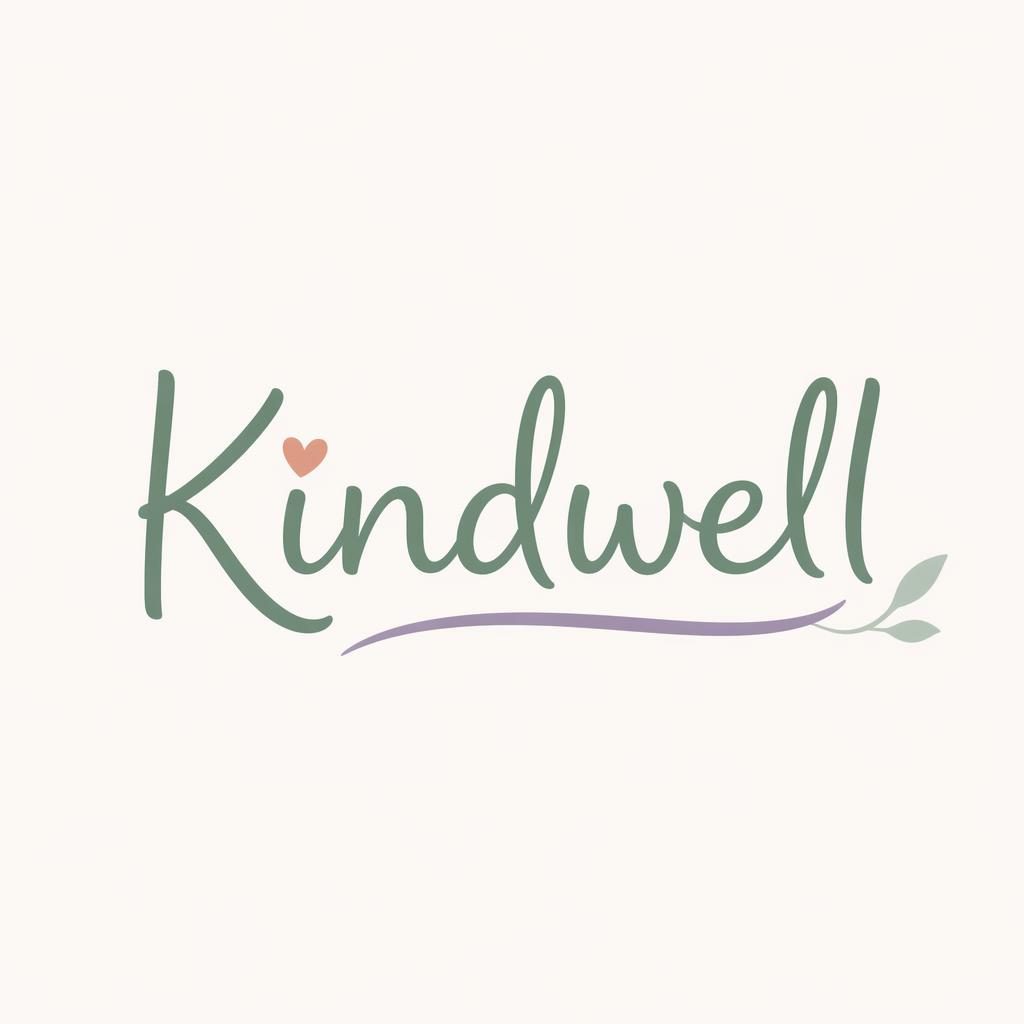 Centered hand-drawn wordmark logo concept in soft pastel colors on a neutral background, clean vector style.