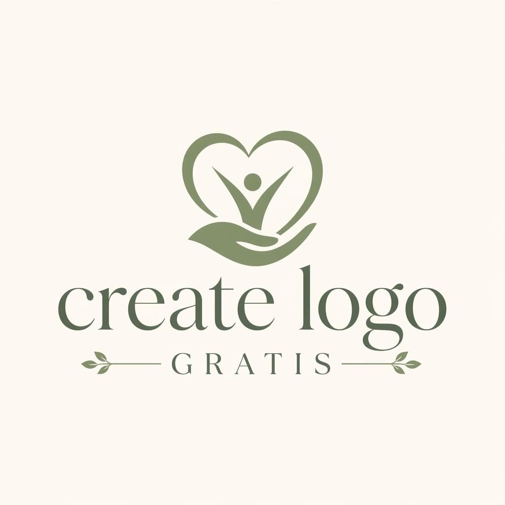 Logotipo tipo wordmark con icono para create logo gratis, serif elegante en verde salvia y crema, centrado sobre fondo neutro.