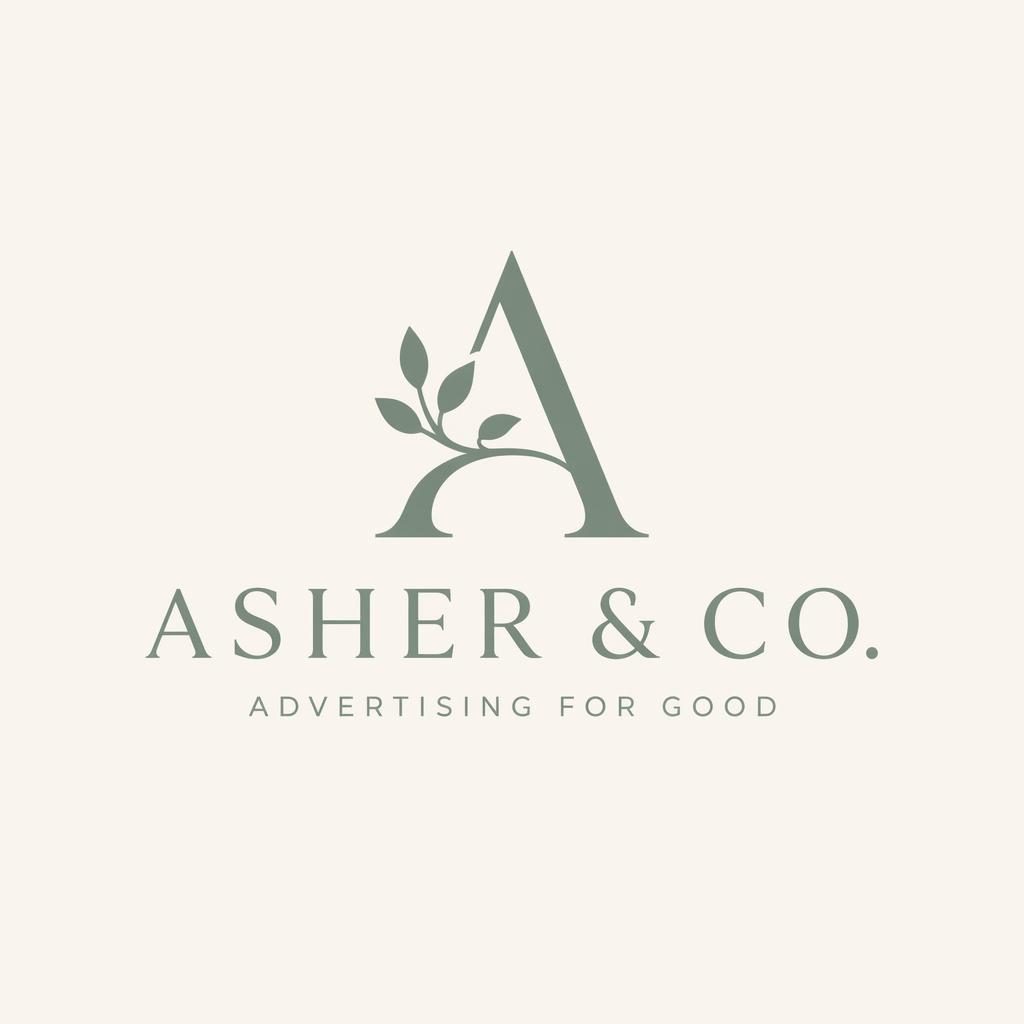 Centered vector logo concept showing an elegant serif wordmark with a simple icon in sage and cream on a neutral background.