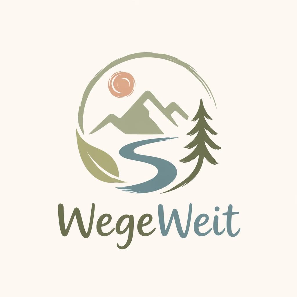 Abstraktes handgezeichnetes Vereinslogo in Pastelltönen mit organischem Outdoor-Symbol, zentriert auf neutralem Hintergrund.
