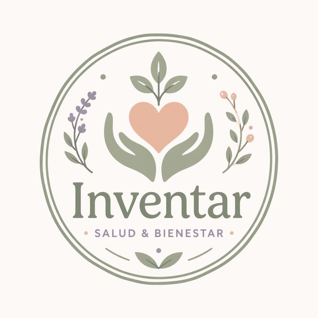 Concepto de logotipo tipo emblema para salud y bienestar, dibujado a mano en tonos pastel sobre fondo neutro