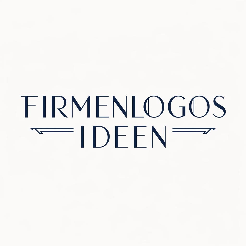 Zentrierte Art-Déco-Wortmarke in Navy und Weiß auf neutralem Hintergrund, minimal und vektorklar gestaltet.