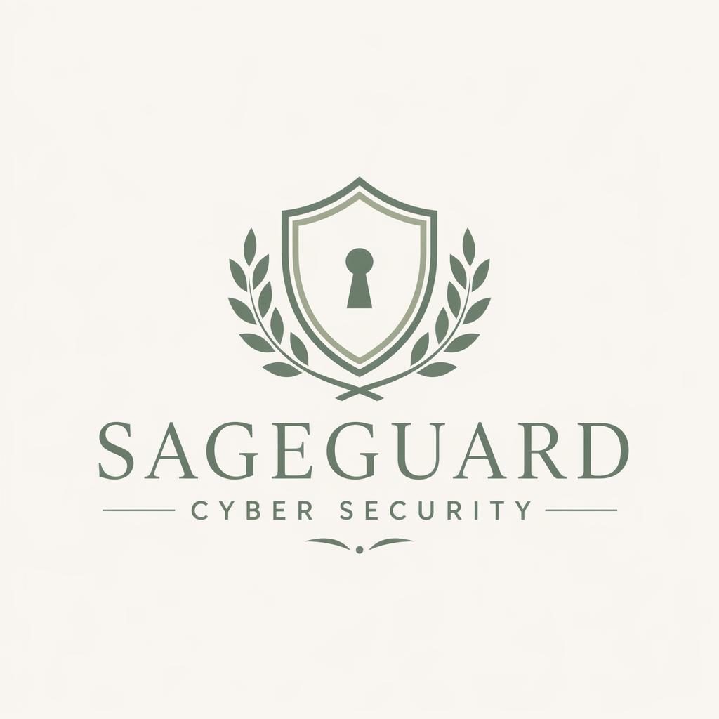 Centered vector logo concept with elegant serif wordmark and icon in sage and cream on a neutral background.