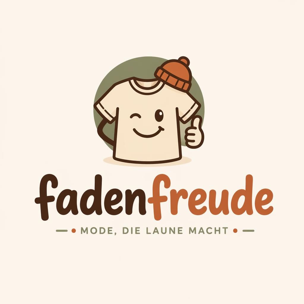 Verspieltes Wortlogo mit Icon für eine Fashion-Marke in warmen Erdtönen, mittig auf neutralem Hintergrund.