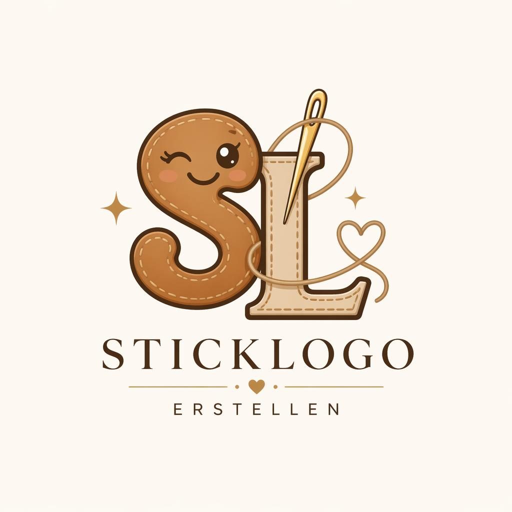 Zentriertes Luxus-Logo als Monogramm im verspielten Cartoon-Stil in warmen Erdtönen auf neutralem Hintergrund.