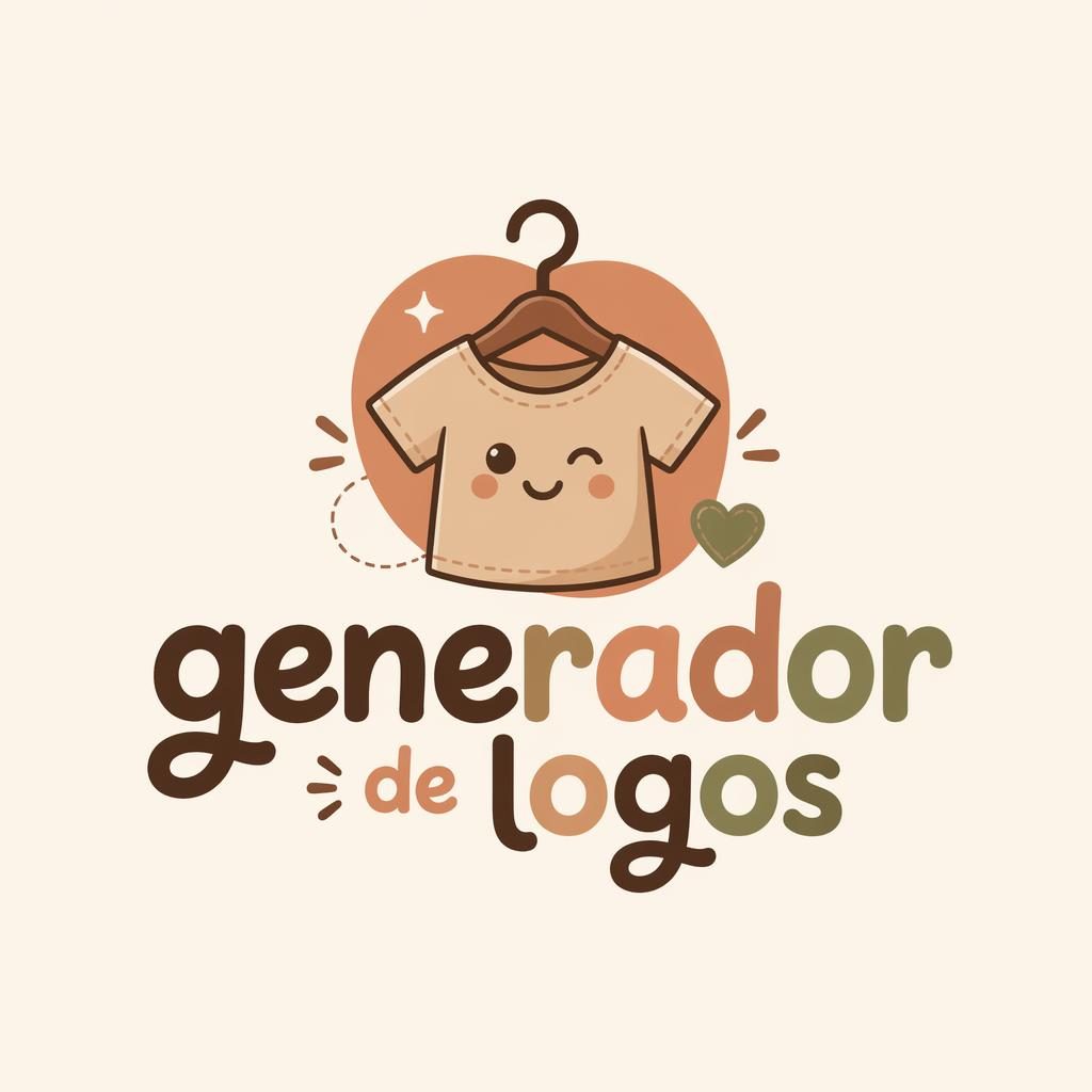 Logo vectorial centrado con wordmark e icono cartoon en tonos tierra cálidos sobre fondo neutro cuadrado
