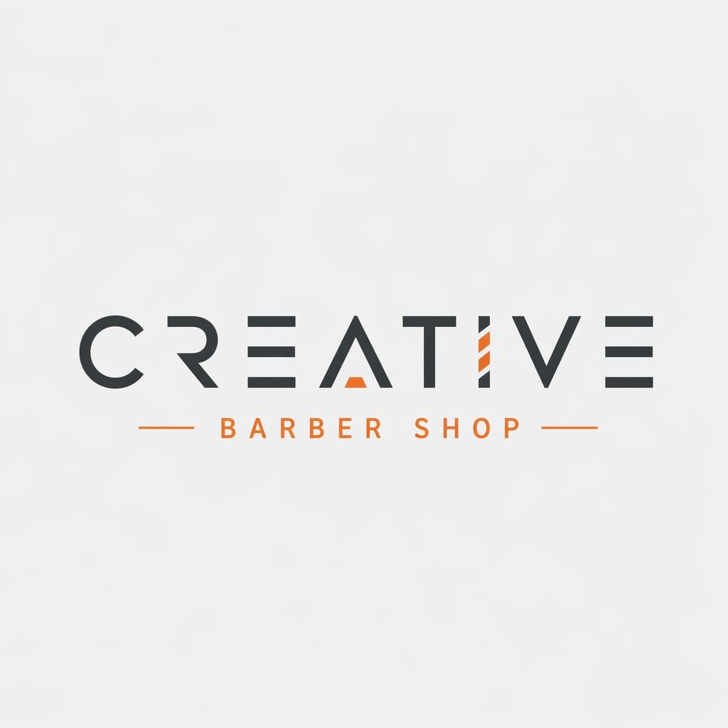 Centered wordmark logo concept with modern minimalist typography in gray and orange on a neutral background.