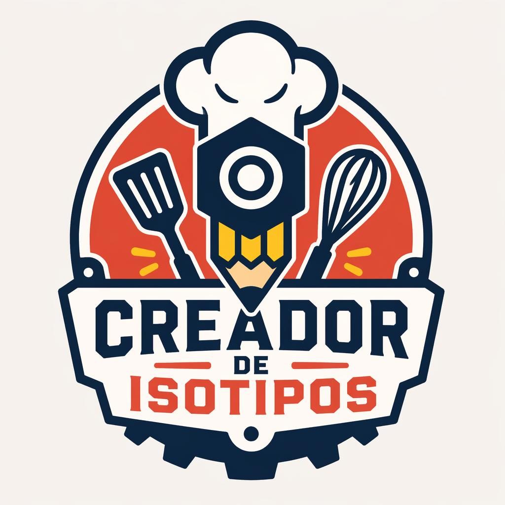 Logo emblema cuadrado para restaurante, estilo industrial audaz, colores primarios y composición centrada