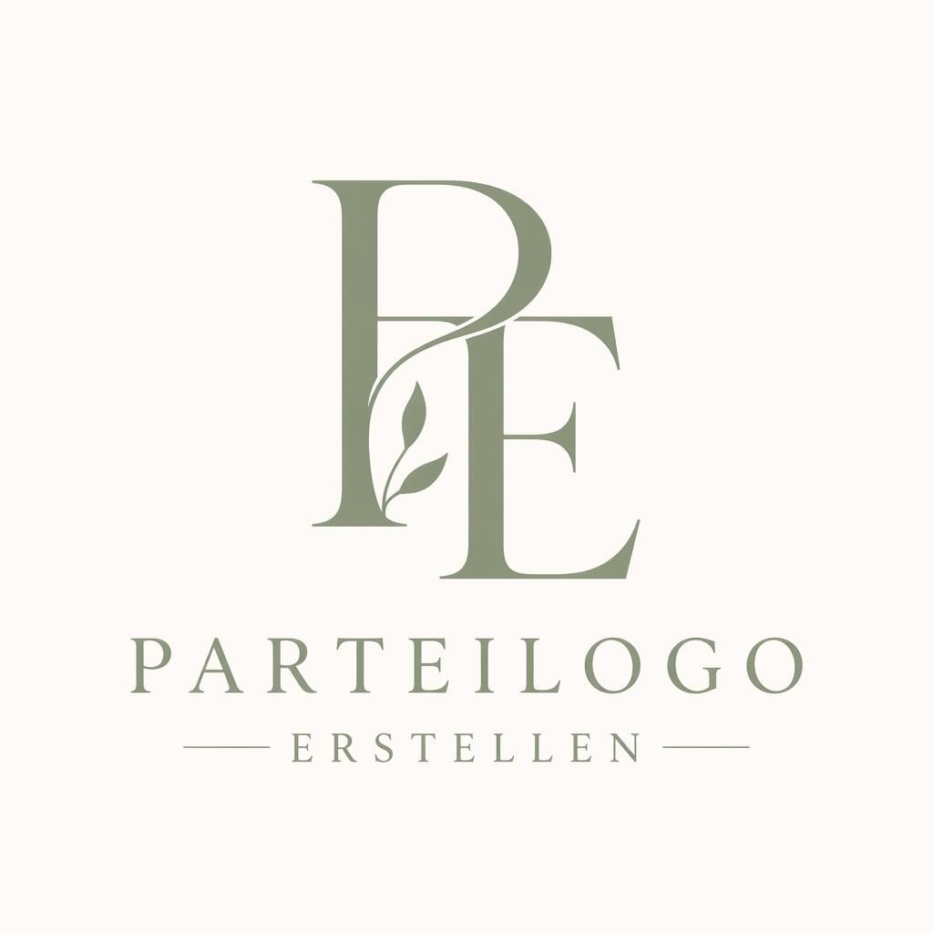 Zentriertes Monogramm-Logo mit eleganter Serifenschrift in Salbei und Creme auf neutralem Hintergrund
